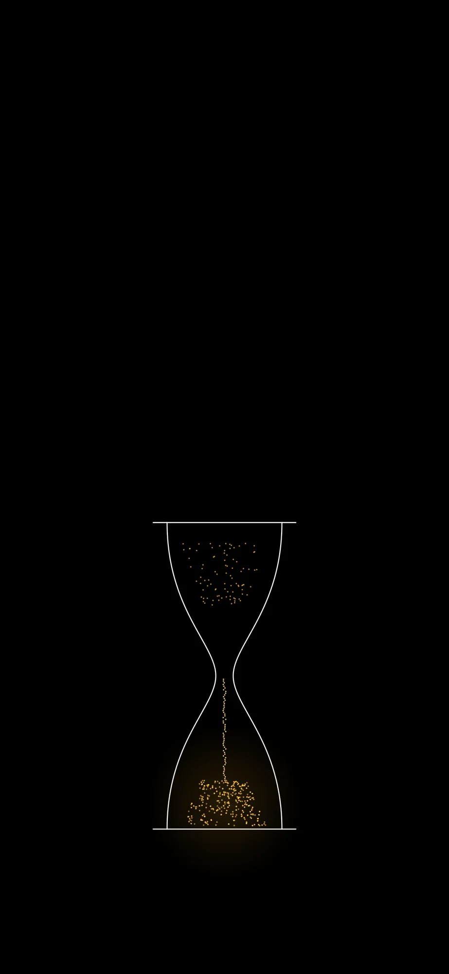 Hourglass Sand: An hourglass outline with glowing sand grains falling.