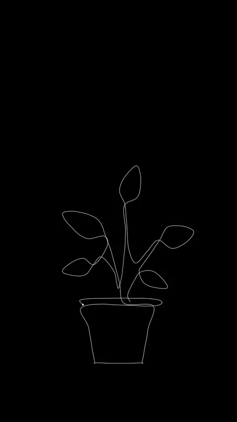Houseplant, One Line, amoled phone wallpaper