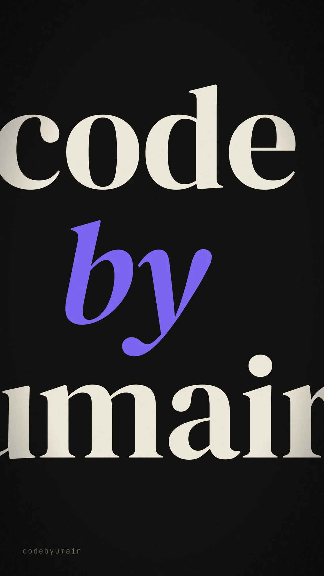 codebyumair Cropped Serif: A huge cropped serif codebyumair with a violet italic by.