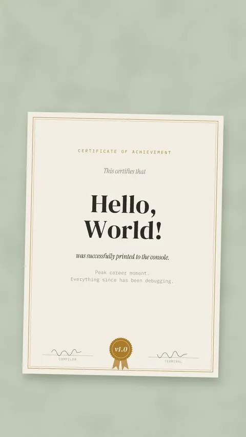Hello, World! Certificate, developer phone wallpaper