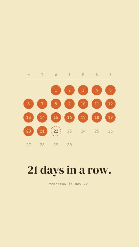 21 Days in a Row, productivity phone wallpaper