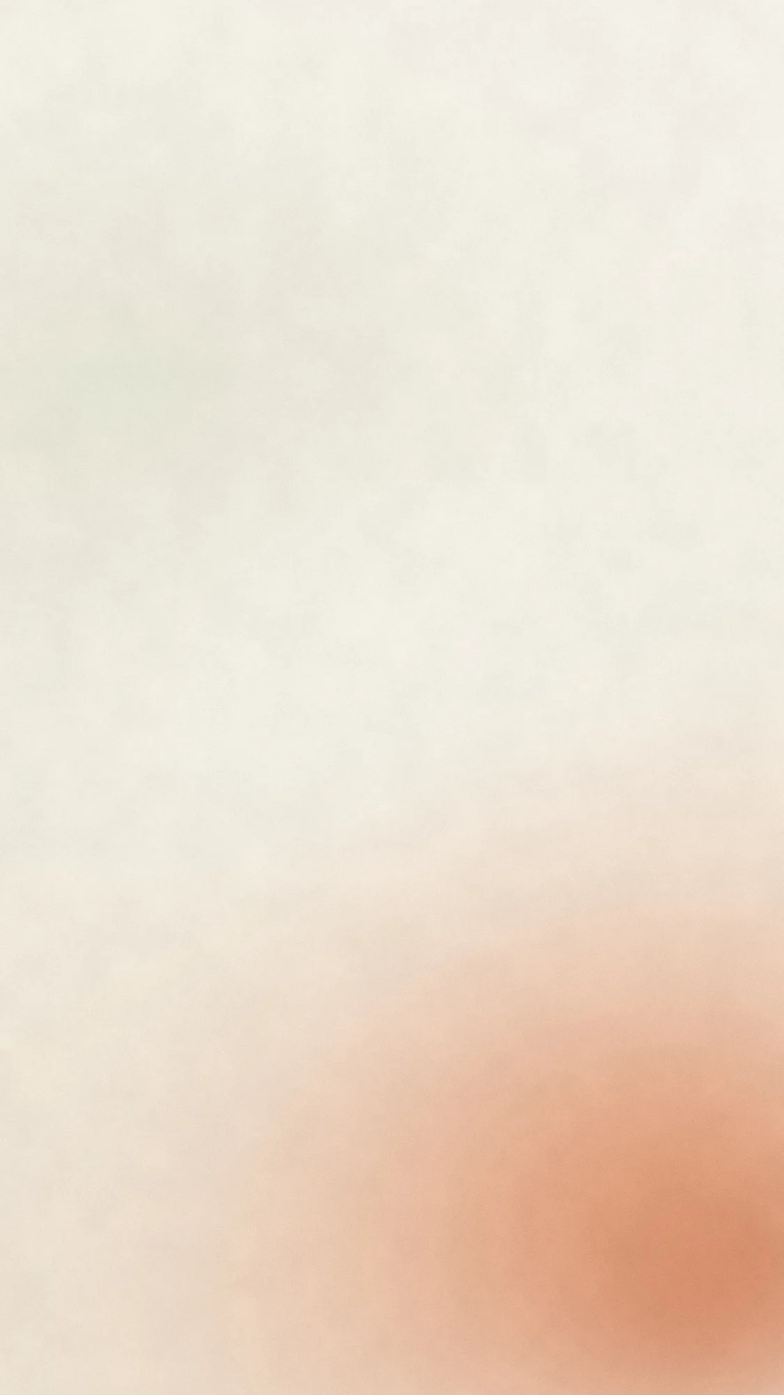 Linen Afternoon: Warm cream paper with a soft terracotta glow settling in the bottom corner, leaving most of the screen calm and open.