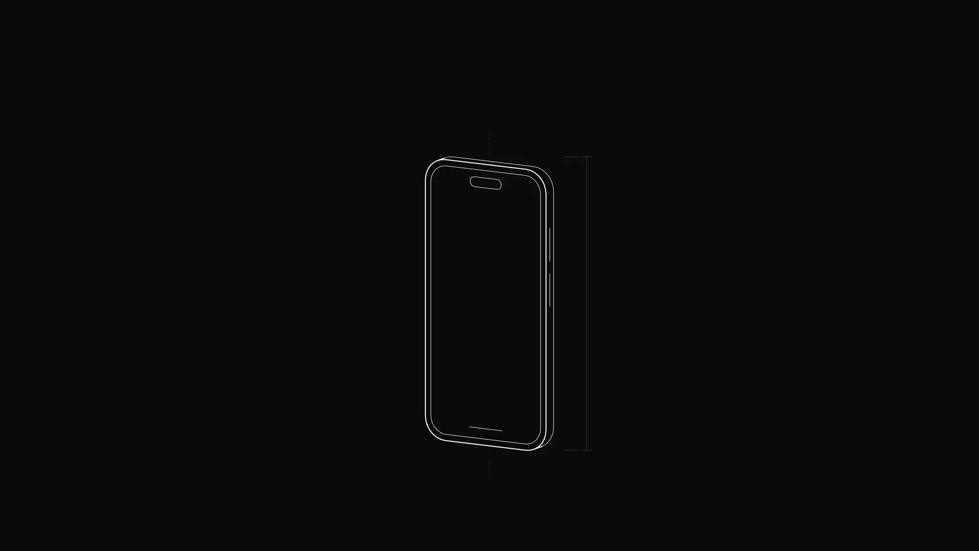 Smartphone Outline: A smartphone slab with rounded corners, inset display outline, pill cutout and side buttons.