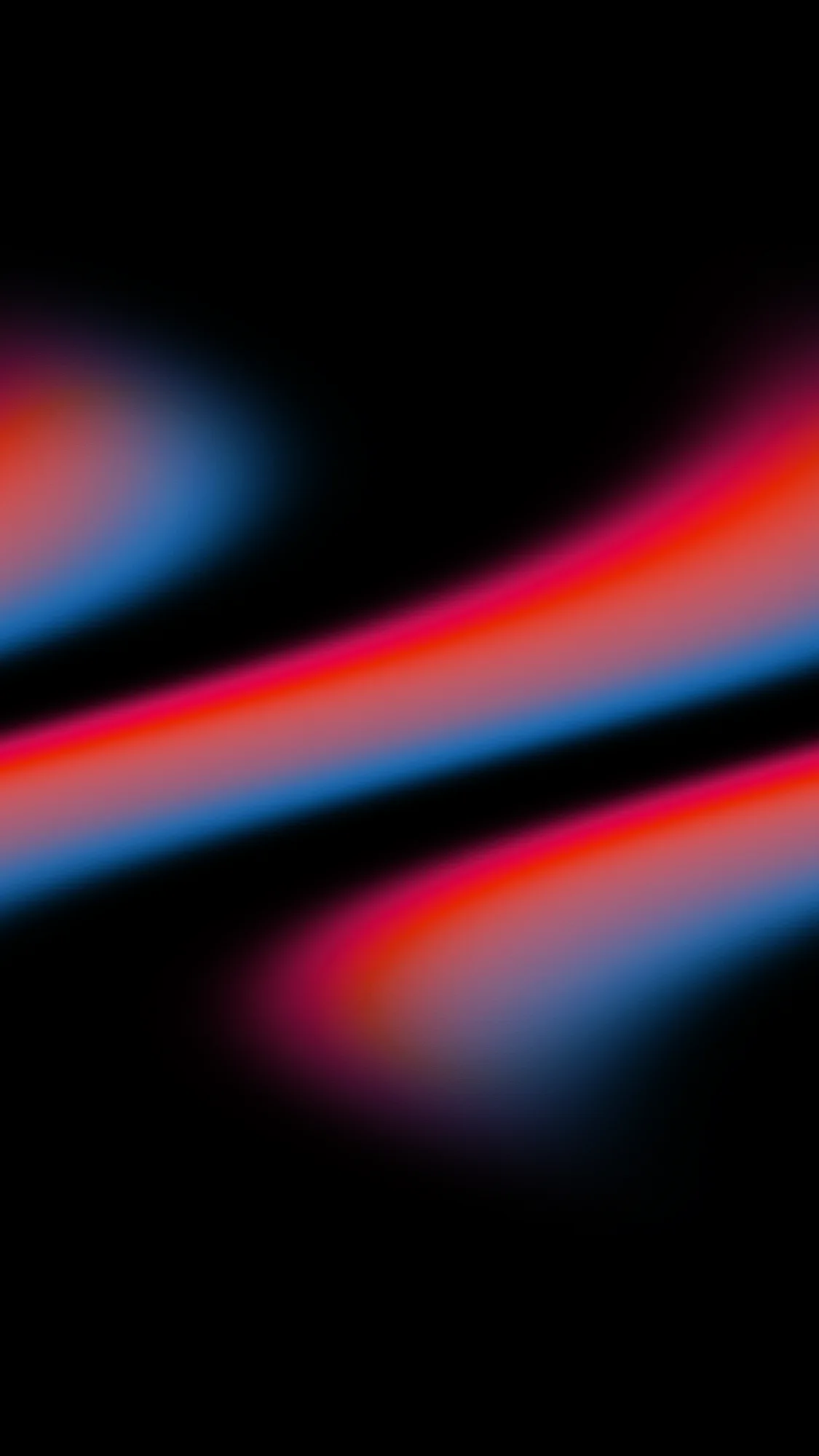 Spectrum Drift: Soft ribbons of red and electric blue drift across a pure black field. Made for OLED phones, where the black pixels simply switch off.